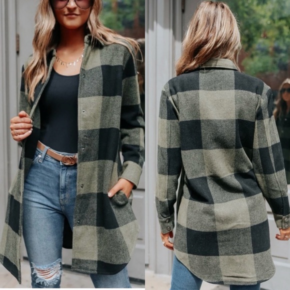 Steve Madden Jackets & Blazers - Steve Madden Eldridge Buffalo Plaid
Coat Shirt Jacket Shacket Olive Sage Green